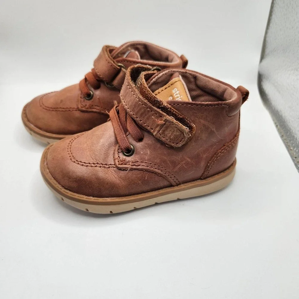 Stride Rite SRT Quinn Toddler Brown Leather Ankle Boots Size 4W